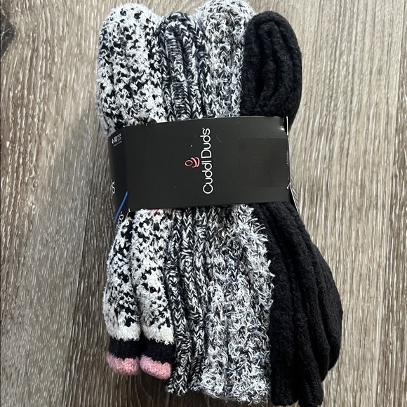 Cuddl Duds Black, White, and Pink Plushfill Socks - Picture 2 of 6